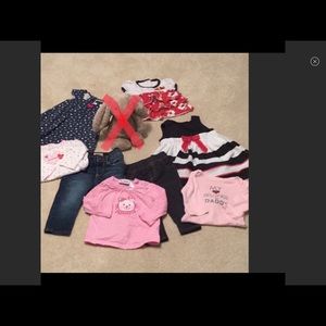 9pc baby girl 6-12 Months, jeans, dress, onsies